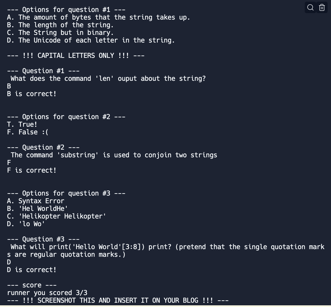 Strings Quiz